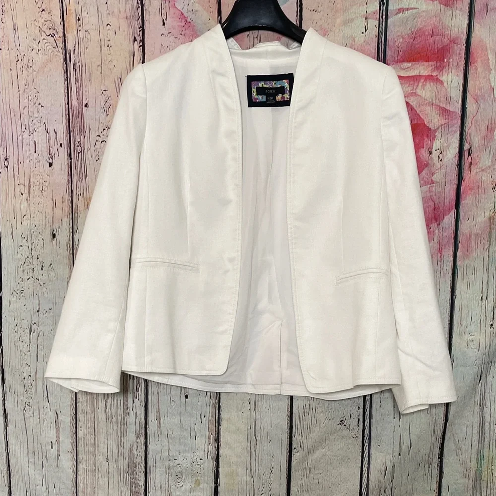 J.Crew White Linen Blend Blazer 12p